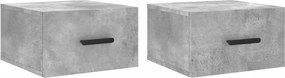vidaXL Noptiere montate pe perete 2 buc. gri beton 35x35x20 cm