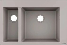 Chiuveta compozit Hansgrohe S51 SilicaTec gri beton 77x51 cm cu 2 cuve