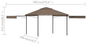 Pavilion extinsii duble acoperis gri taupe 3x3x2,75 m 180 g m   Gri taupe