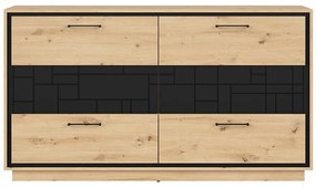 Comodă Pont KOM6S (Stejar artisan + Negru mat). 1063043