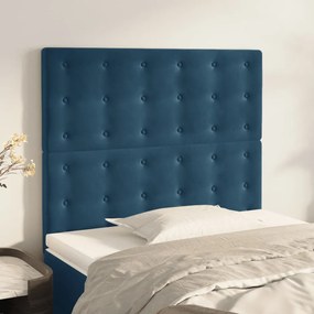 Tablii de pat, 2 buc, albastru inchis, 100x5x78 88 cm, catifea 2, Albastru inchis, 100 x 5 x 118 128 cm
