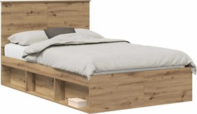 vidaXL Cadru de pat Stejar artizanal 120 x 190 cm Lemn de pin masiv