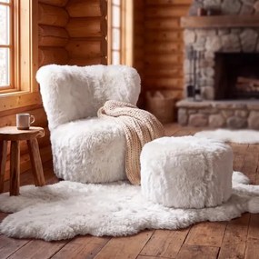 Fotoliu din 100% blană naturală de oaie din Noua Zeelandă, cu fir lung, „Skandi”