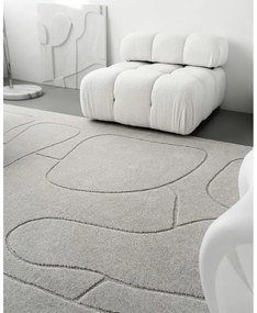 Covor gri deschis din lână 133x190 cm Morphic – Agnella