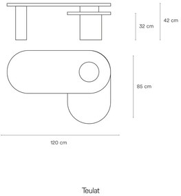 Măsuță de cafea neagră în decor de frasin 120x50 cm Nori - Teulat