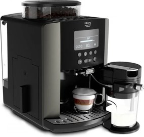 Espressor automat Krups Arabica Latte EA819E10, 1450W, 15 bar, 1.7 l, LCD, 5 programe, 3 functii, 3 setari de temperatura si aroma, Milk Comfort / One Touch Cappuccino, Negru