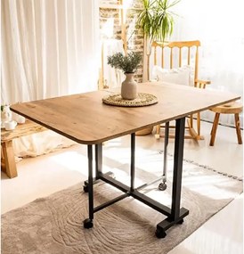 Masa Bucatarie pliabila cu roti Homs Nuc 120 x 80 x 74 cm