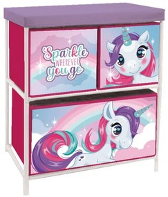 Unicorn Sparkle suport de depozitare jucării cu 3 compartimente 53x30x60 cm