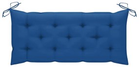 Banca de gradina stivuibila cu perna, 128,5 cm, lemn masiv tec 120 cm, albastru, 1, 120 cm