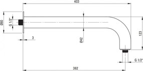 SILIA brat dispersor fix dus - 380 mm NQS_D41K Finisaj: titan