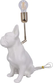 Lampa ceramica Bulldog alb mat h 35 cm