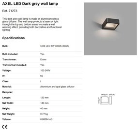 Aplica perete LED de exterior ambientala IP65 AXEL gri