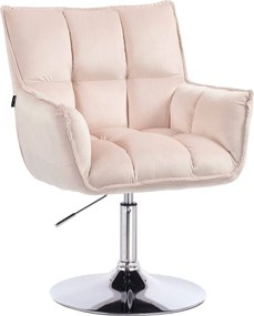 HR560N Scaun Catifea Roz Pudra cu Bază Cromata