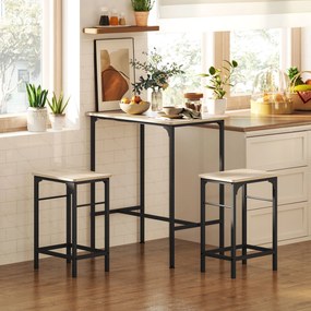 HOMCOM Set Mobilier Bar 3 Piese cu Masă de Bucătărie și 2 Scaune de Bar, Negru și Lemn | Aosom Romania