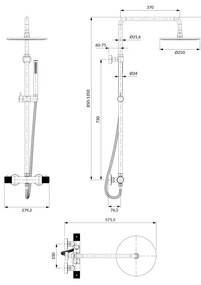 Omnires Contour set de dus perete cu termostat da cupru CT8044CPB