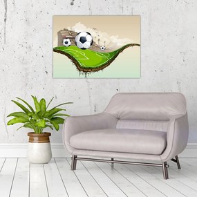 Tablou pe sticlă - Teren de fotbal (70x50 cm)