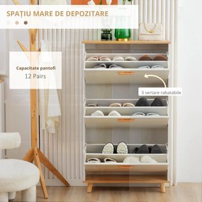 HOMCOM Dulap de pantofi din PAL cu 3 sertare si 2 rafturi interne reglabile, 70x23,5x122 cm, alb | AOSOM RO