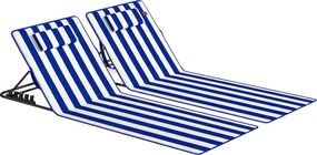 Outsunny Set 2 Saltele de Plajă cu Spătar Reglabil pe 4 Nivele, din Oțel și Poliester, 154x57x52 cm, Albastru și Alb | Aosom Romania