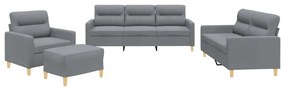 3201544 vidaXL Set de canapele cu perne, 4 piese, gri deschis, textil
