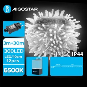 Aigostar - LED ghirlandă luminoasă de exterior pentru Crăciun 300xLED/8 funcții 33m IP44 alb rece