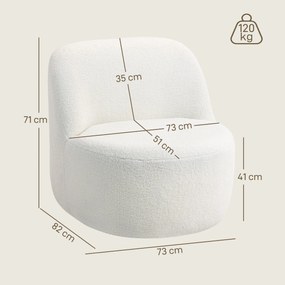 HOMCOM Fotoliu pentru Living în Stil Modern cu Spătar Ergonomic Crem | Aosom Romania