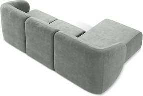 Colțar gri cu tapițerie din chenille (cu colț pe partea stângă/cu șezlong) Lani – Makamii