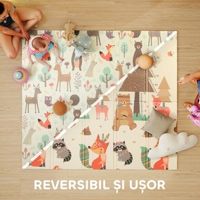 AIYAPLAY Covoraș de joacă pentru bebeluși, covoraș de joacă pliabil, temă pădure și animale | Aosom Romania