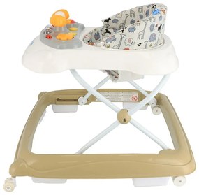 Baby Mix Walker pentru copii cu volan și roți dinsilicon maro deschis, 50 x 44 x 50 cm