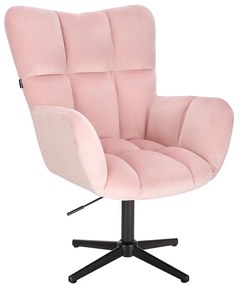 HR650CROSS Roz Pudră Catifea Scaun Bază Neagră