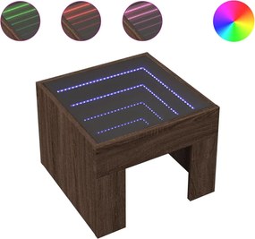vidaXL Noptieră cu LED infinity, stejar maro, 40x40x30 cm