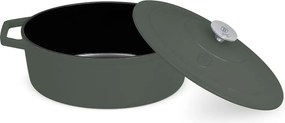 Oală roaster Berlinger Haus BH 8968, fontă emailată cu capac, 32 cm, verde mat