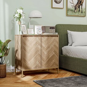 HOMCOM Mobilier de depozitare bufet cu 2 uși în șevalet, raft reglabil și picioare din oțel, dim. 78 x 40 x 78 cm, stejar | Aosom Romania