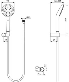 Set de dus Ideal Standard IdealRain Evo Round cu para dus 3 functii, furtun si agatatoare, crom lucios