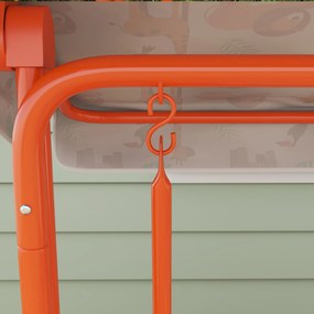 AIYAPLAY Leagăn pentru Copii cu 2 Locuri, Acoperiș Reglabil și Curele de Siguranță, Leagăn pentru Grădină și Interior din Oțel și Material Oxford, Max 60 kg, 112x75x120 cm, Portocaliu | Aosom Romania