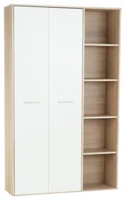 Dulap cu rafturi , stejar sonoma alb , biblioraft, 111 cm lungime - Bortis Impex