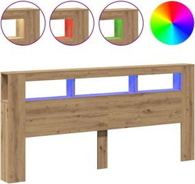 vidaXL Tăblie de pat cu LED, stejar artizanal, 220x18,5x103,5 cm, lemn