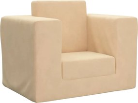 vidaXL Canapea extensibilă pentru copii, crem, pluș moale