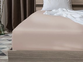Cearceaf de pat cu elastic din bumbac satinat 90x200 cm, bej