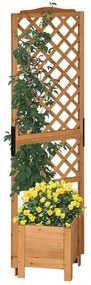 Outsunny Ghiveci cu grilaj pe stâlpi pentru plante - dim. 54,5L x 52l x 180H cm - Lemn de brad pre-uleiat | Aosom Romania