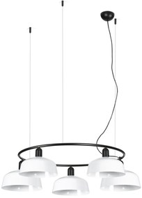 Lustra suspendata metal TATAWIN M 5L negru, alb