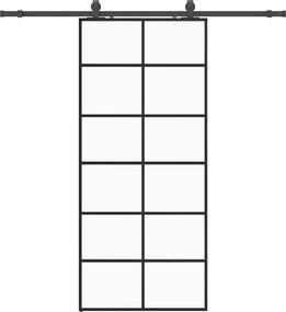 vidaXL Ușă glisantă cu set de feronerie neagră 90x205 cm Sticlă ESG
