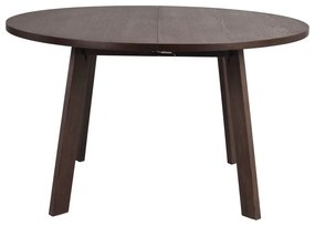 Masă de dining maro închis rotundă extensibilă cu aspect de lemn de stejar ø 130 cm Glenside – Rowico