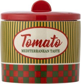 Borcan din ceramică cu capac, multicolor, imprimeu „Tomato” cu dungi și carouri, garnitură din silicon detașabilă, 16 x 16 cm, „Stefano”