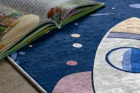 BAMBINO 61580 covor lavabil rachetă spațială pentru copii anti-alunecare - bleumarin / portocaliu