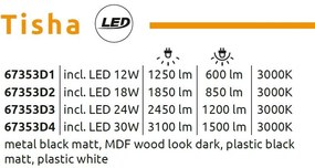 Plafoniera LED riflaj cu efect de lemn TISHA
