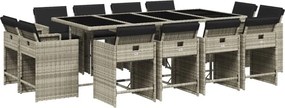 vidaXL Set mobilier de grădină cu perne 13 piese gri deschis poliratan
