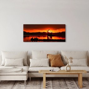 Tablou - Pescari pe lac (120x50 cm)