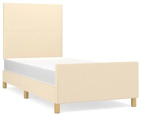 3124852 vidaXL Cadru de pat cu tăblie, crem, 80x200 cm, textil