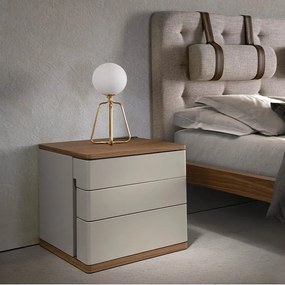 Noptiera cu 3 sertare furnir din lemn de nuc si MDF lacuit, Anna