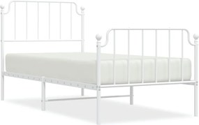 vidaXL Cadru de pat metalic cu tăblie de cap/picioare, alb, 90x200 cm